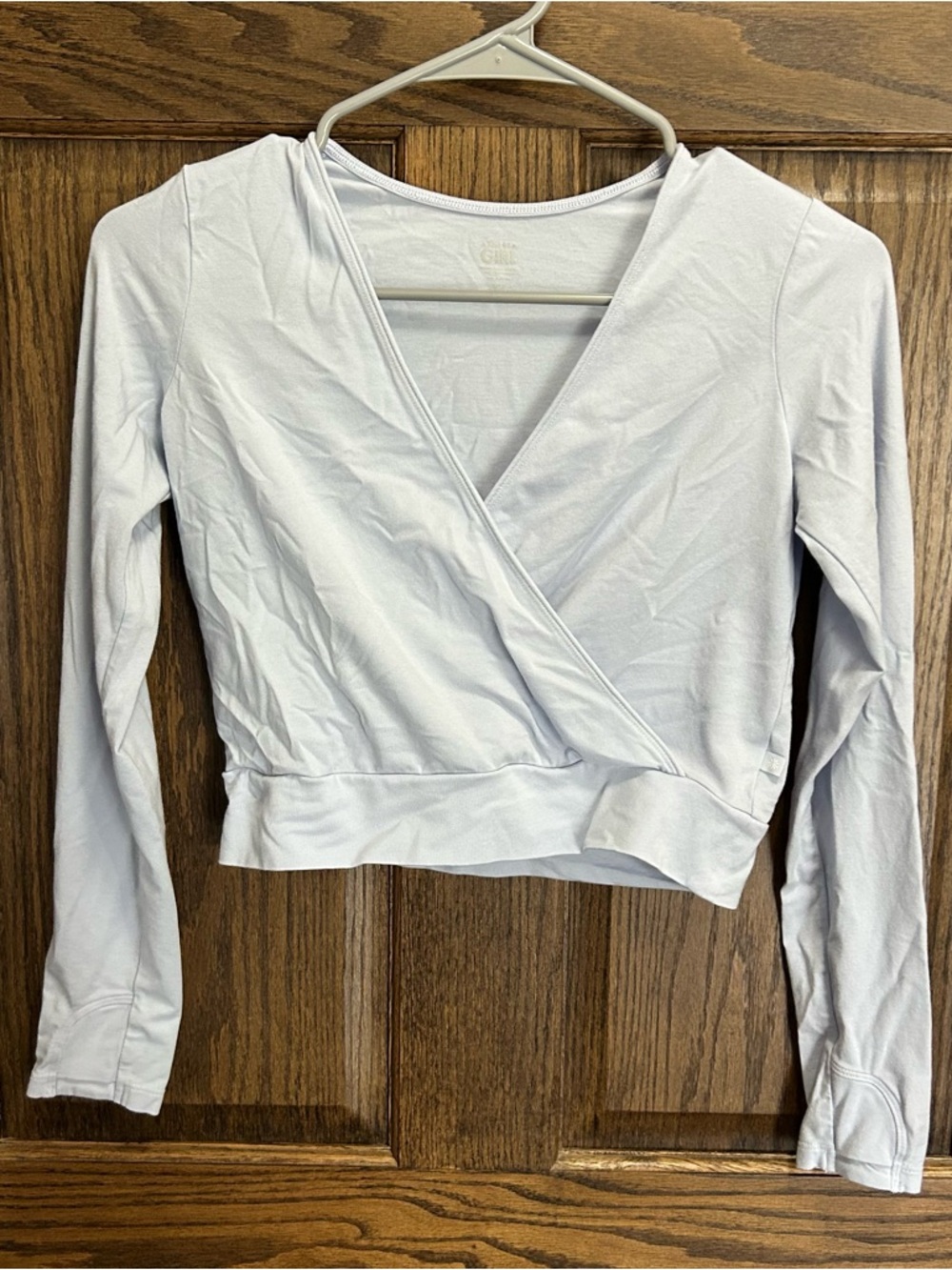 Light blue Wrap-Style Long Sleeve Top - Unbranded
